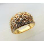 Sterling Silver Gilt Scrolled Filigree Gemstone Ring