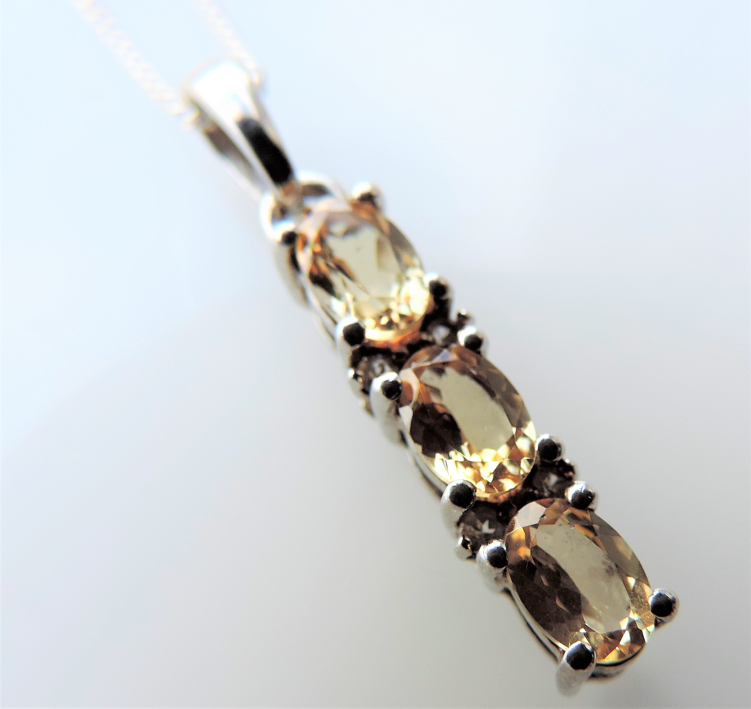 Sterling Silver Citrine & Diamond Pendant Necklace