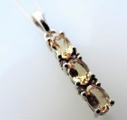 Sterling Silver Citrine & Diamond Pendant Necklace