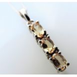 Sterling Silver Citrine & Diamond Pendant Necklace