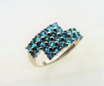 Deep Blue Topaz Ring in Sterling Silver