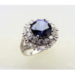 Diamonique & Tanzanite Ring in Sterling Silver