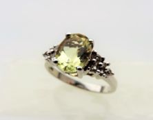 1.75 carat Citrine & White Sapphire Ring