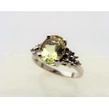 1.75 carat Citrine & White Sapphire Ring