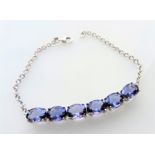 8 carat Tanzanite Bracelet in Sterling Silver