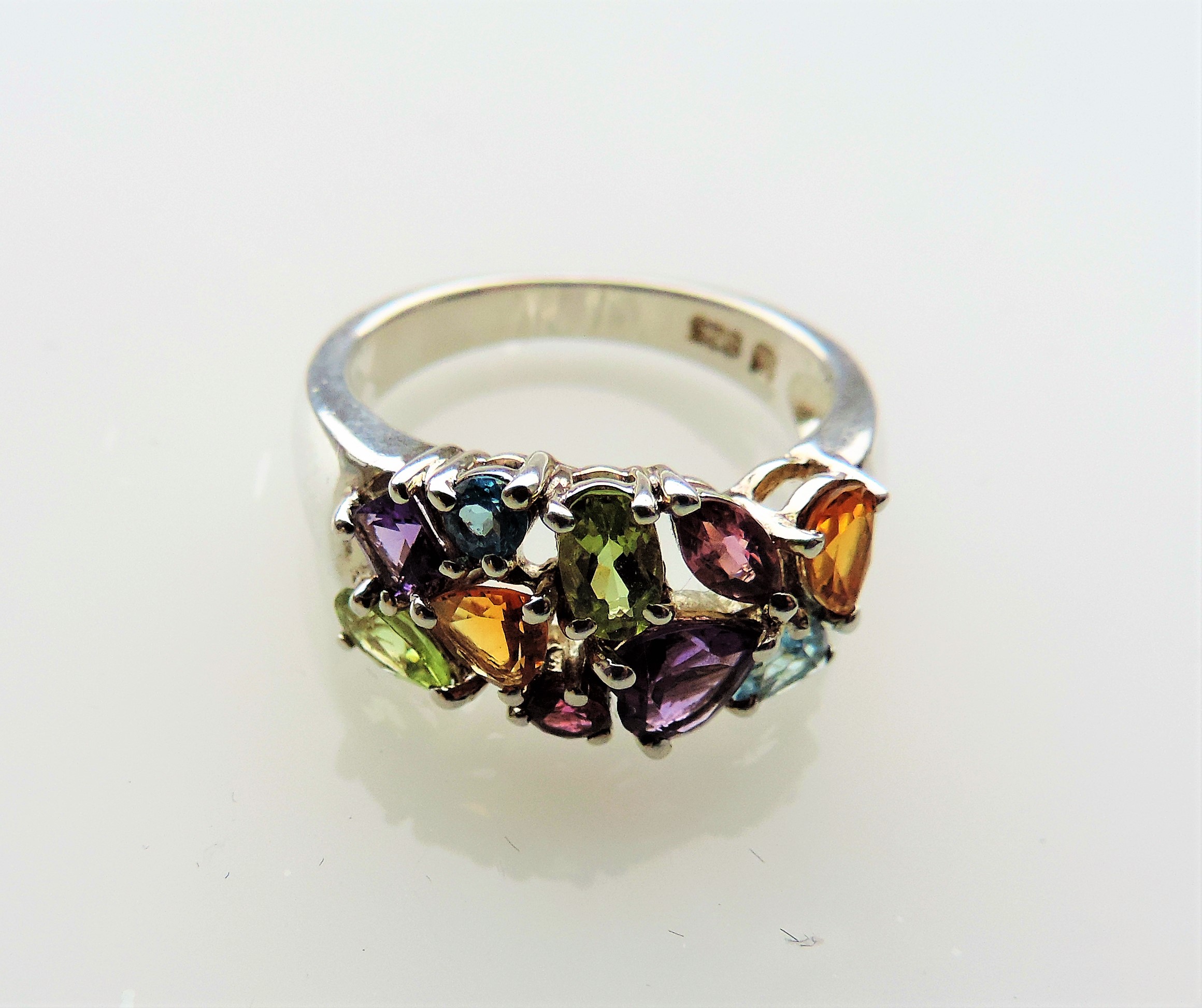 Sterling Silver Rainbow Multi Colour Band Ring - Image 4 of 6