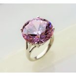 Sterling Silver Pink Solitaire Dress Ring