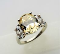 6.4 carat Citrine & White Topaz Ring