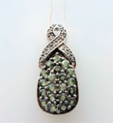 Green Sapphire & Diamond Pendant Necklace