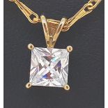 9ct (375) Yellow Gold Four Claw CZ Pendant
