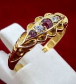 Vintage 18ct (750) Yellow Gold Ruby & Diamond Ring