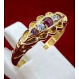 Vintage 18ct (750) Yellow Gold Ruby & Diamond Ring