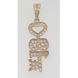 9ct (375) Yellow Gold CZ Encrusted '18' Key Pendant