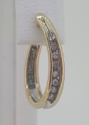 9ct (375) Yellow Gold Diamond Hoop Earrings