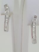 18ct (750) White Gold 0.4ct Baguette Diamond Hoop Earrings