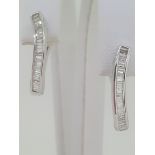 18ct (750) White Gold 0.4ct Baguette Diamond Hoop Earrings