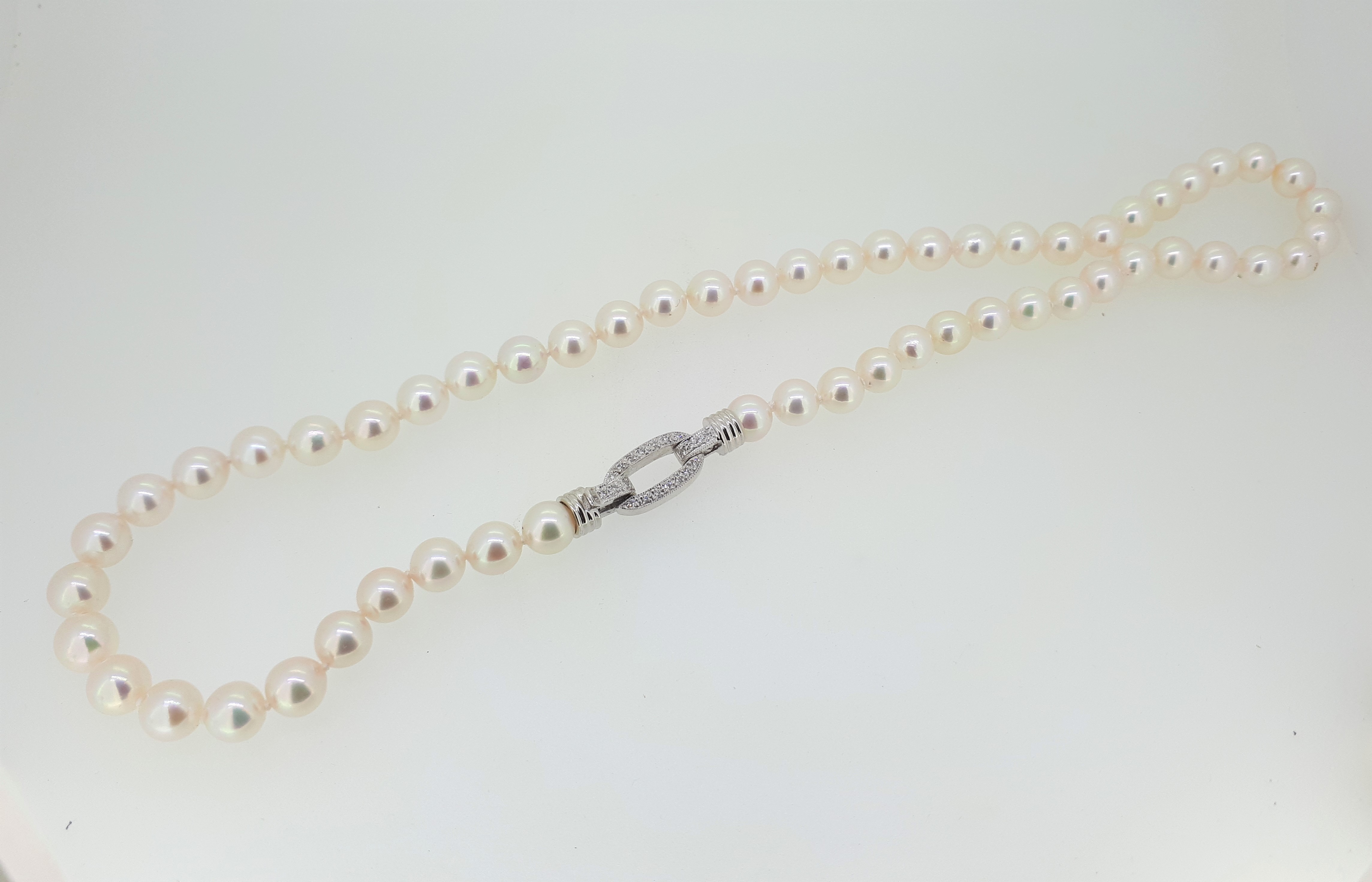 7-7.5mm Akoya Pearl 18" Necklace on an 18ct (750) White Gold 0.30ct Diamond Clasp - Image 9 of 10