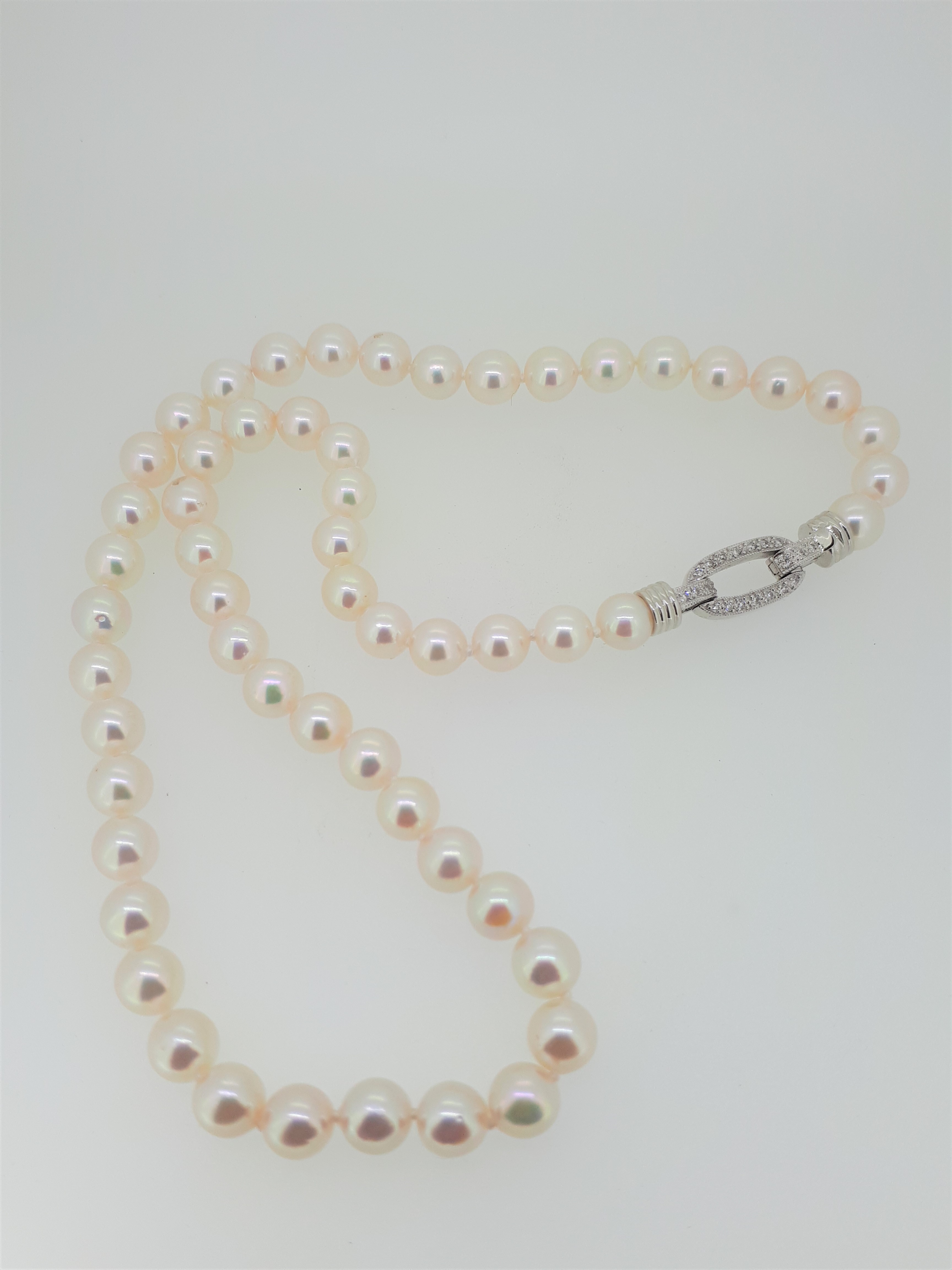 7-7.5mm Akoya Pearl 18" Necklace on an 18ct (750) White Gold 0.30ct Diamond Clasp - Image 7 of 10