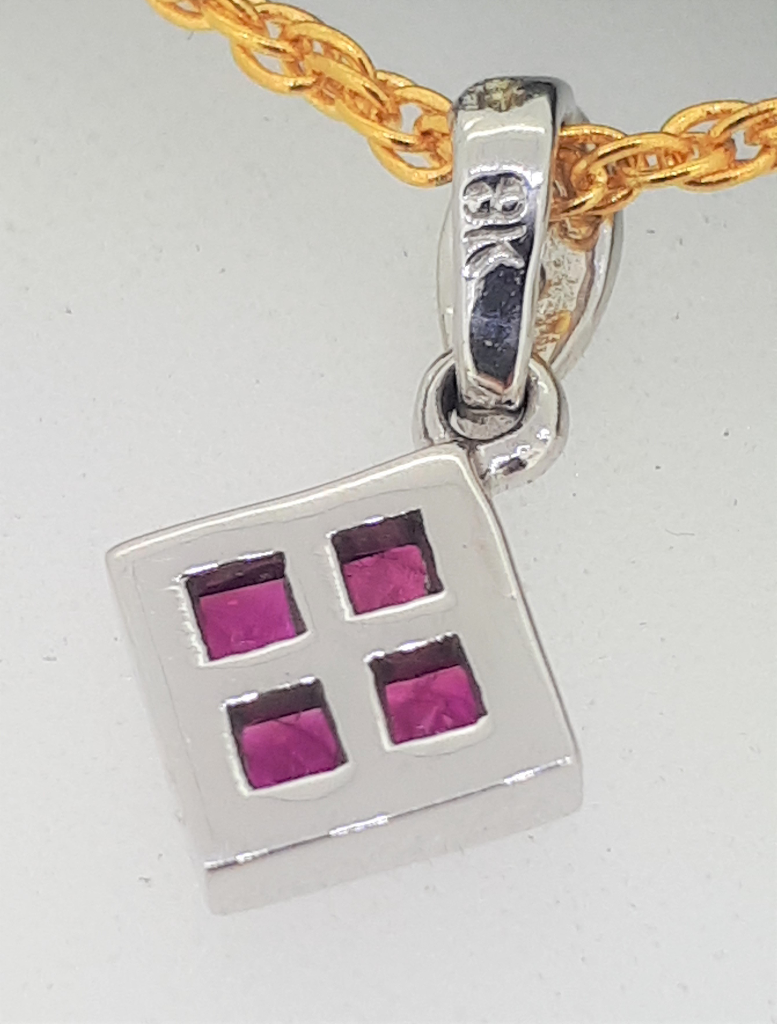 9ct (375) White Gold Diamond & Ruby Pendant - Image 3 of 3