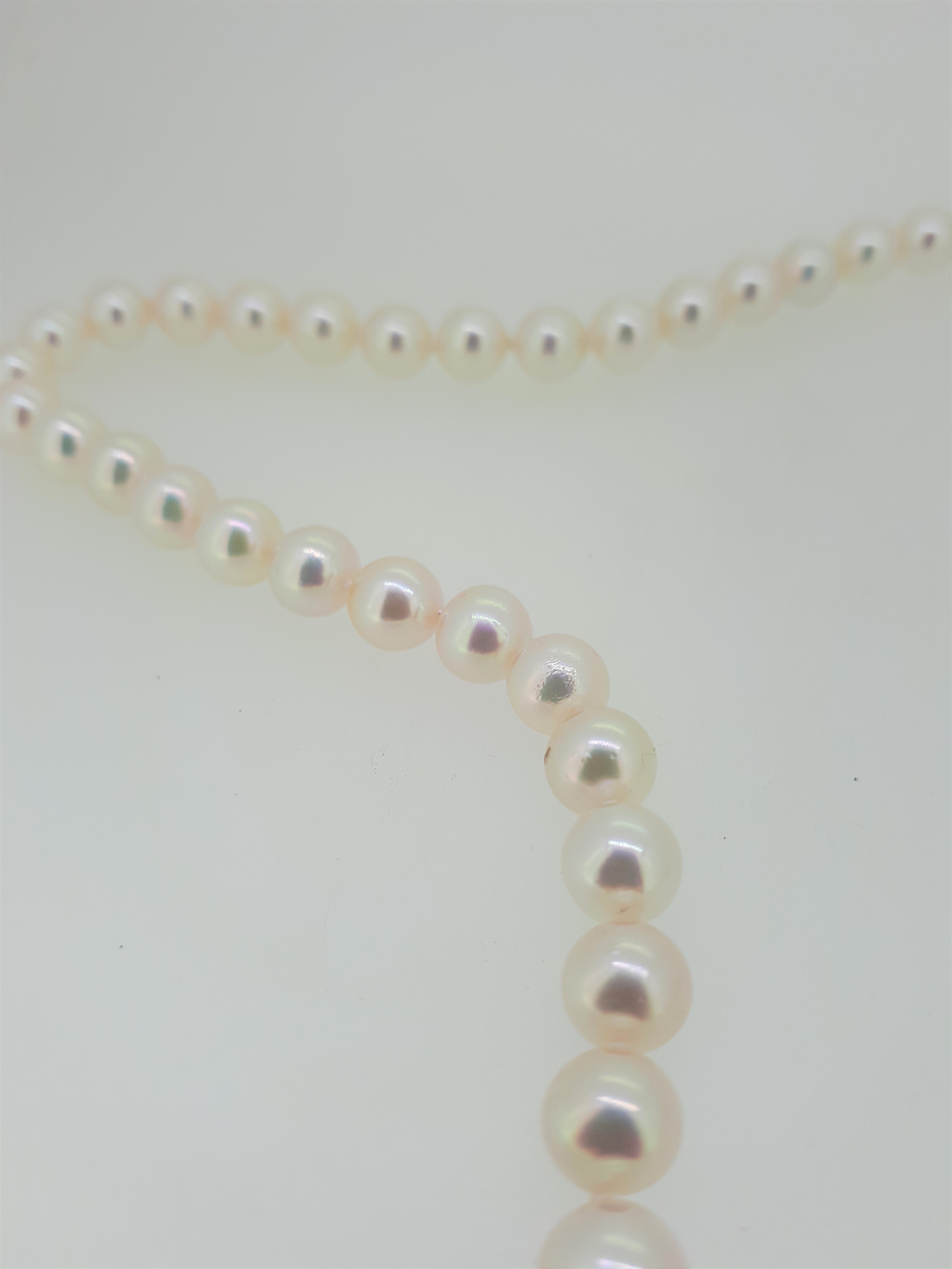 7-7.5mm Akoya Pearl 18" Necklace on an 18ct (750) White Gold 0.30ct Diamond Clasp - Image 8 of 10