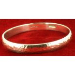 Sterling Silver Hammer Finished Handmade Round Bangle - 6.5mm Wide