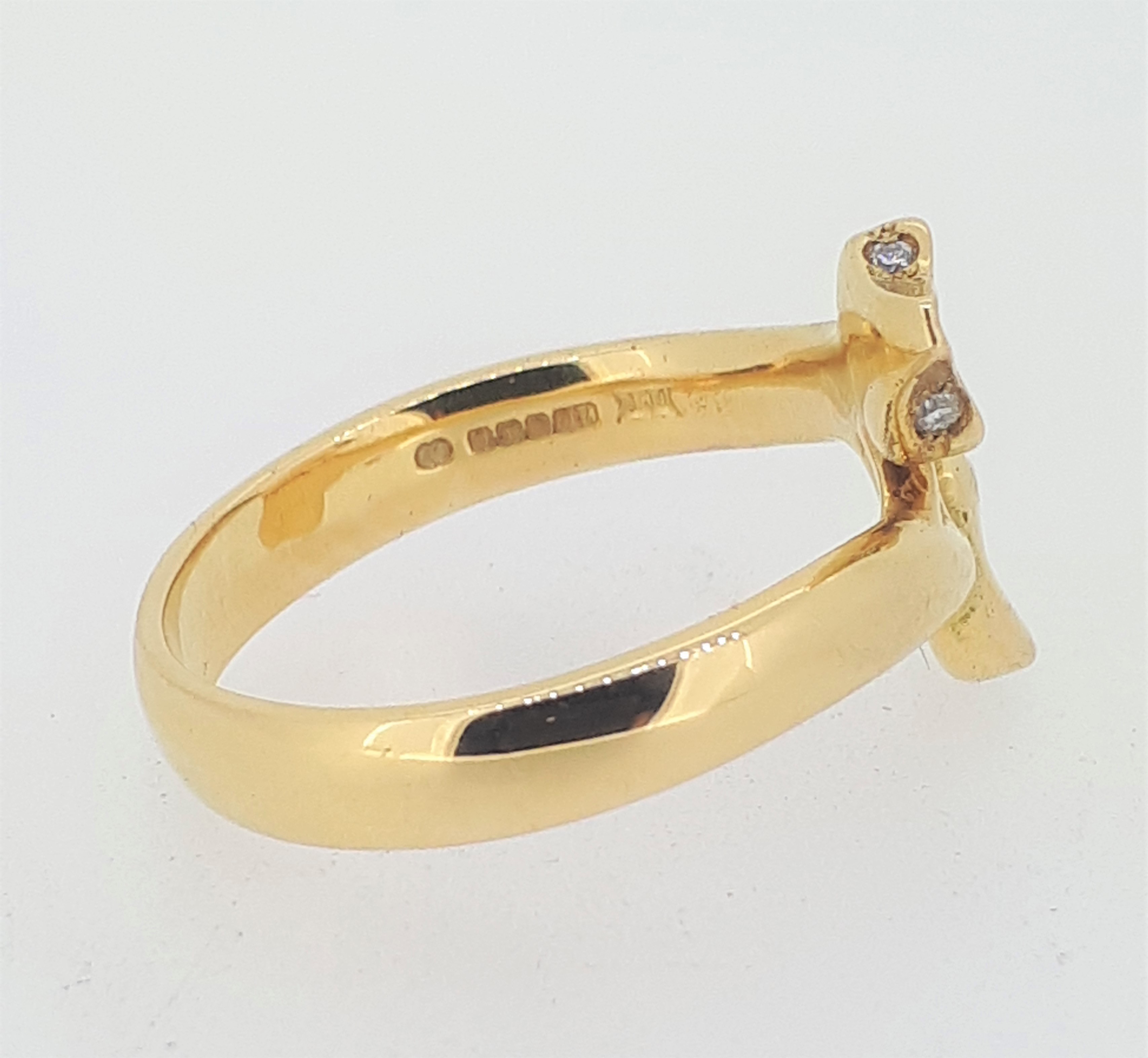 Handmade 18ct (750) Yellow Gold Double Head Snake Diamond Eye Ring - Image 5 of 8