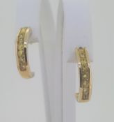 9ct (375) Yellow Gold Yellow Stone Set Half Hoop Stud Earrings