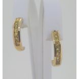 9ct (375) Yellow Gold Yellow Stone Set Half Hoop Stud Earrings