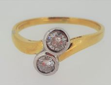 18ct (750) Yellow Gold 0.40ct Twin Diamond Ring