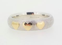 Silver & Gold Triple Heart Ring