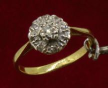 Vintage 18ct (750) Yellow Gold Diamond Cluster Ring