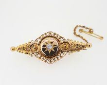 Antique 15ct (625) Yellow Gold 0.07ct Diamond Brooch