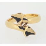 Handmade 18ct (750) Yellow Gold Double Head Snake Diamond Eye Ring