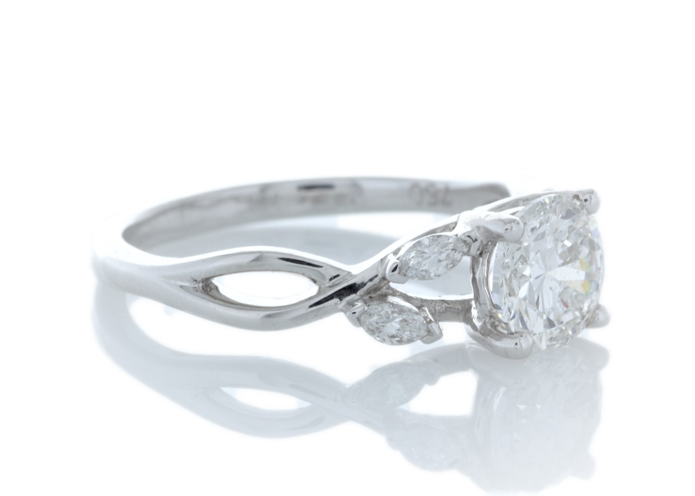 18ct White Gold Single Stone Diamond Ring With Marquise Set Shoulders (1.00) 1.16 Carats - Image 4 of 5
