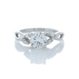 18ct White Gold Single Stone Diamond Ring With Marquise Set Shoulders (1.00) 1.16 Carats