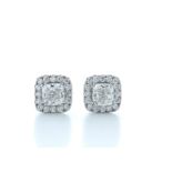 18ct White Gold Cushion Cut Diamond Halo Earrings 3.40 Carats