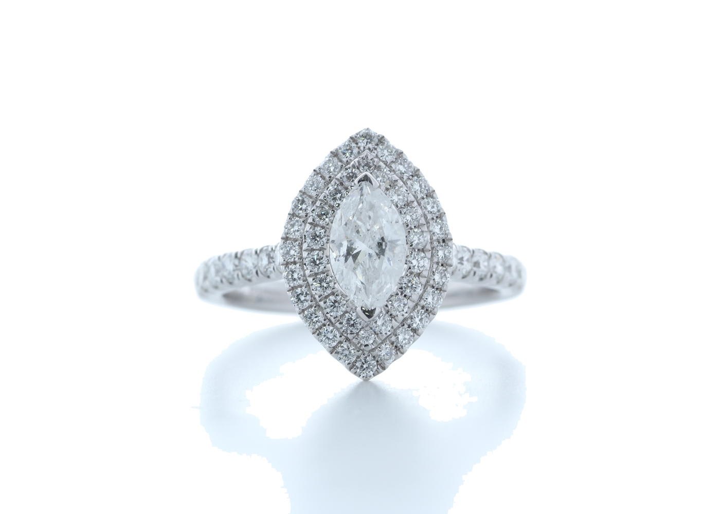 18ct White Gold Marquise Diamond Halo Ring 1.15 (0.52) Carats