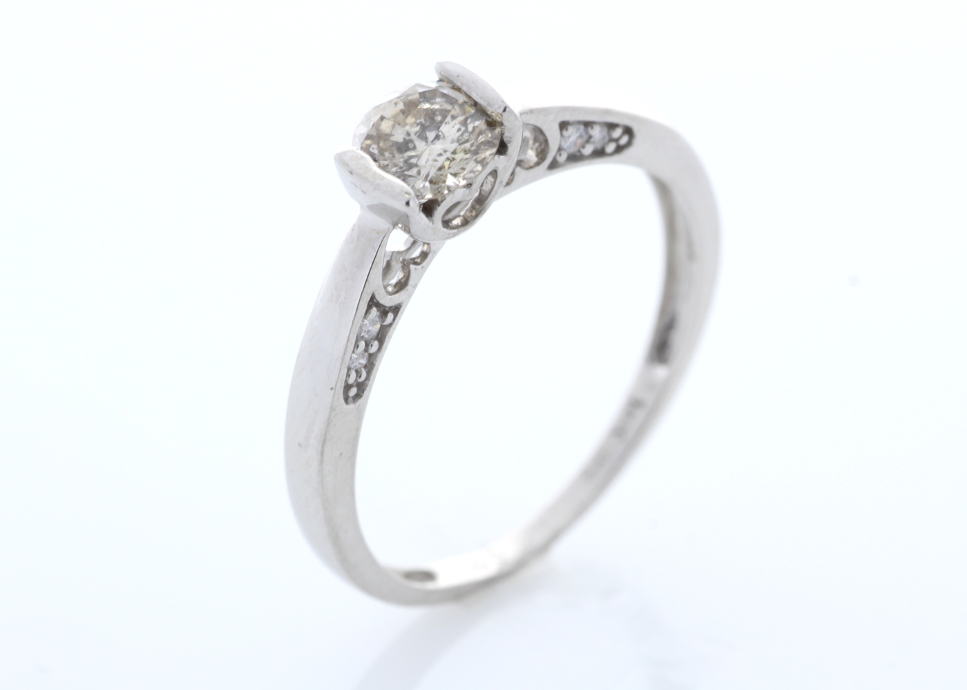 18ct White Gold Single Stone Prong Set With Stone Set Shoulders Diamond Ring 0.60 Carats