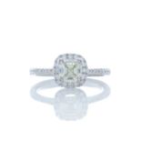 18ct White Gold Single Stone With Halo Setting Ring (1.01) 1.27 Carats