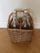 Vintage Bottles in Basket