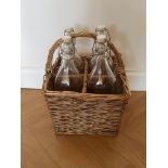 Vintage Bottles in Basket