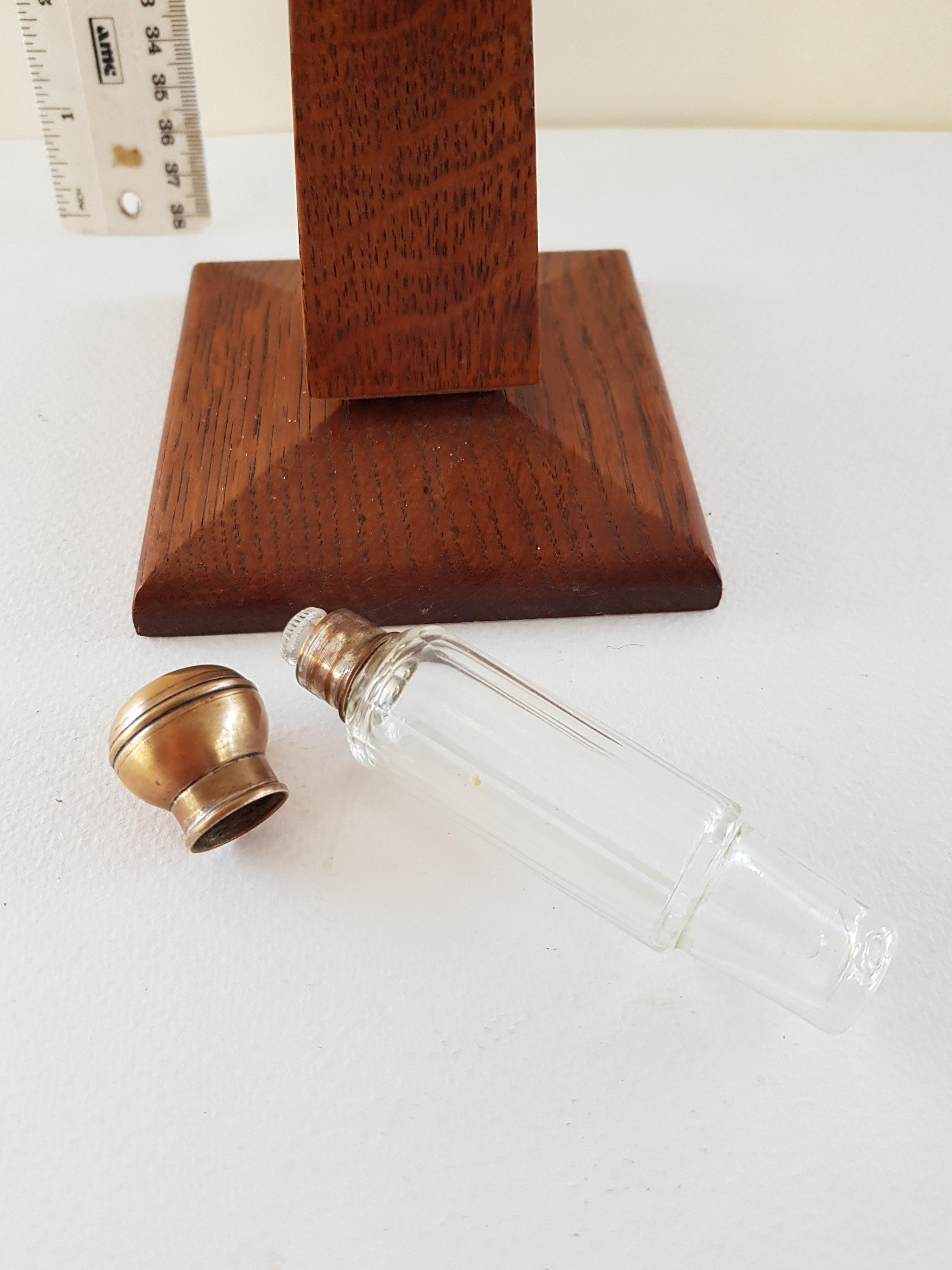 Edwardian Cut Glass Scent Bottle on Oak Stand - Image 2 of 2