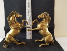 Heavy Brass Rearing Horses