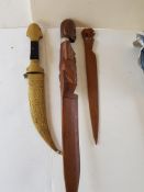 African Wooden Letter Openers and Dagger