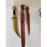 African Wooden Letter Openers and Dagger