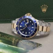 Rolex Submariner Date 16613 Men Stainless Steel & Yellow Gold Watch