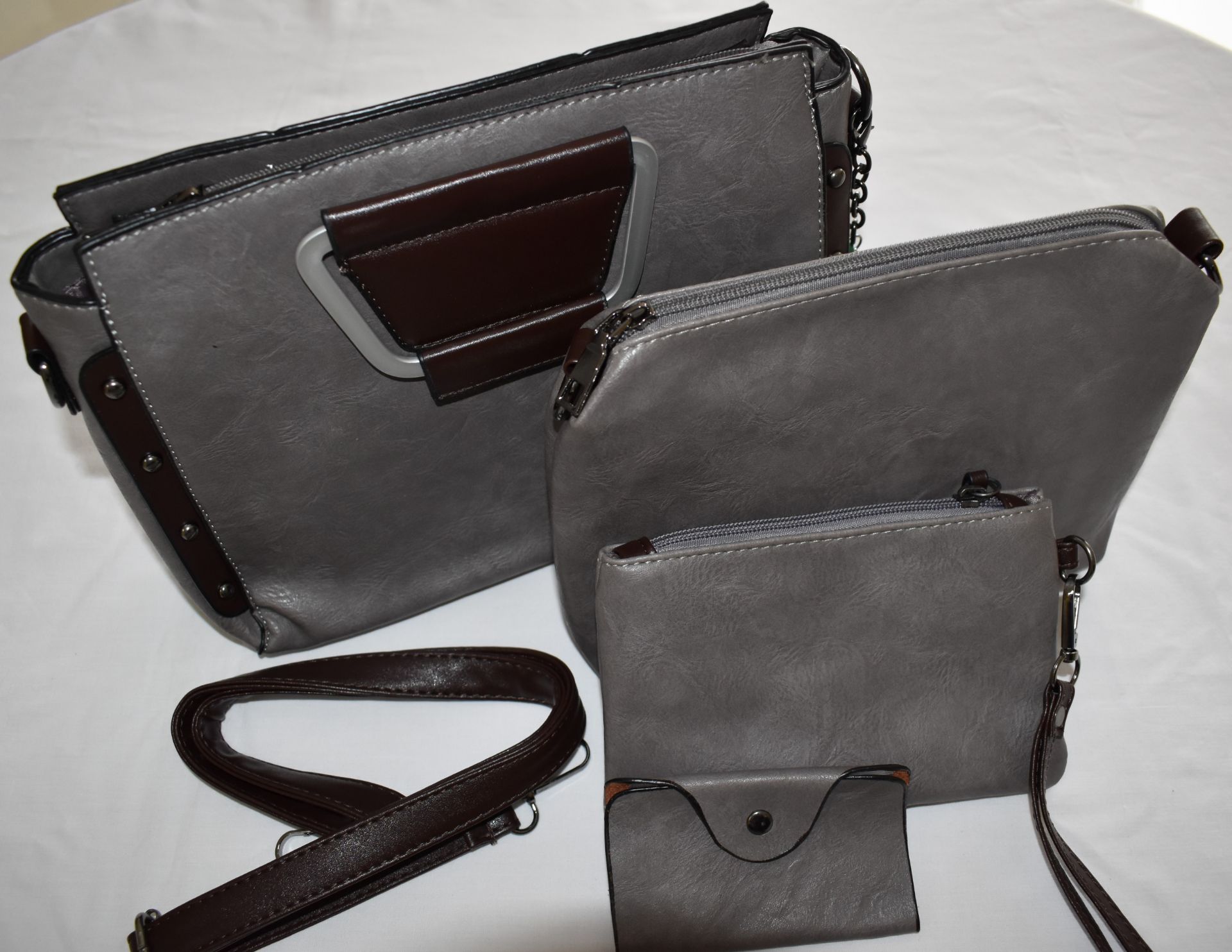 Black Top handle satchel bags for ladies set vegan leather hand bag/purse/wallet/card holder