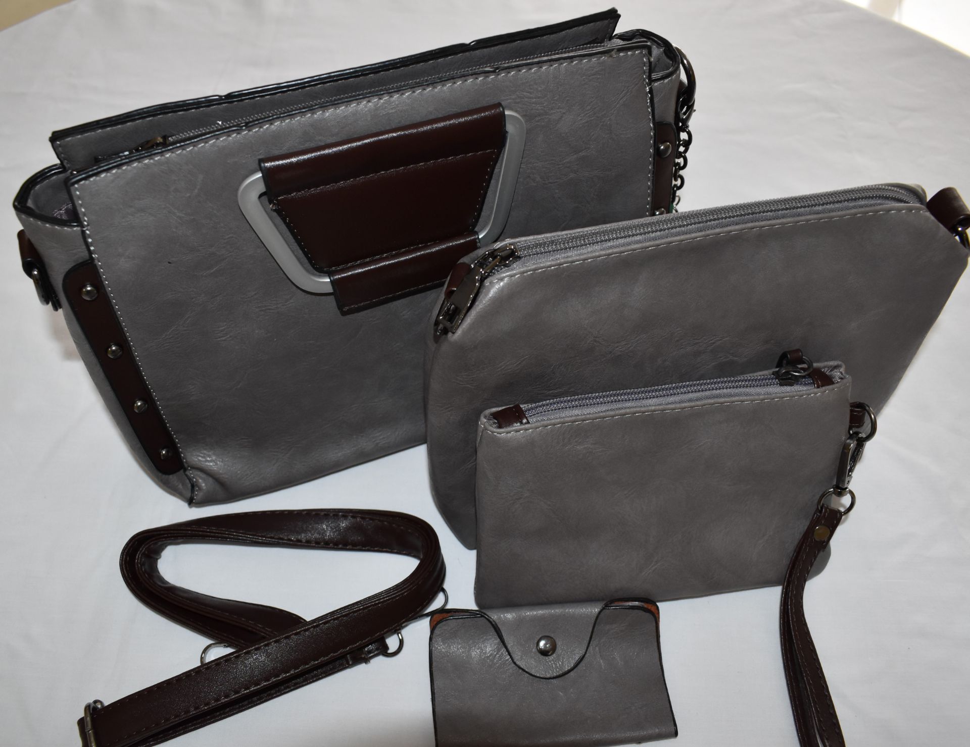 Black Top handle satchel bags for ladies set vegan leather hand bag/purse/wallet/card holder - Image 3 of 3