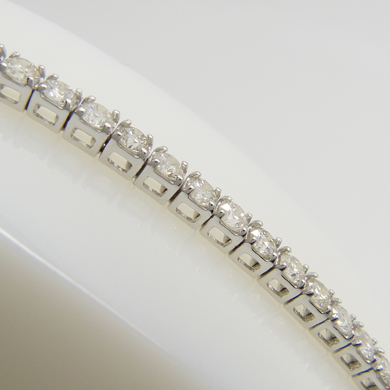 A stunning 18ct white gold 4.00 carat round brilliant-cut diamond line bracelet, boxed. - Image 5 of 6