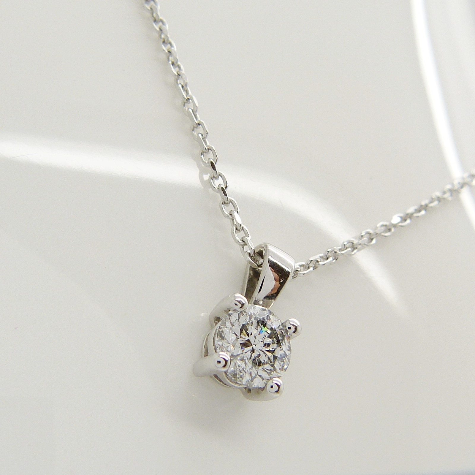 F-colour 0.51 carat diamond solitaire pendant and chain in 18ct white gold, with WGI certificate - Image 3 of 6